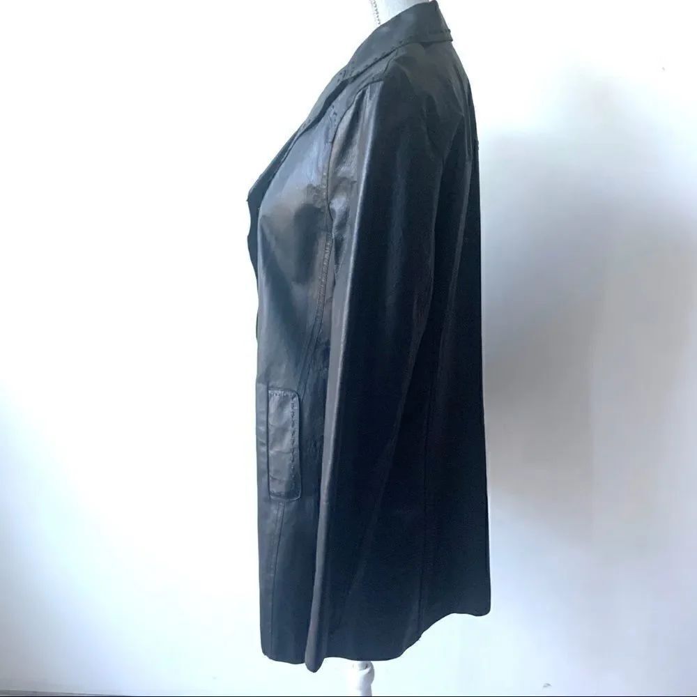 Max Studio Black Leather Jacket W/ Stitching - Picture 3 of 14